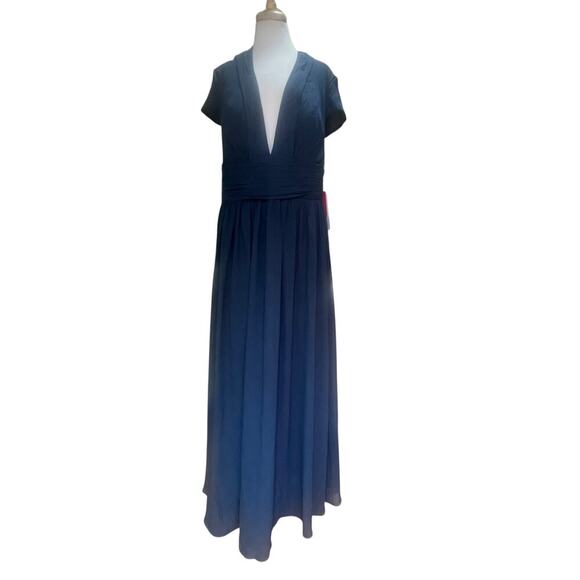 NWT!  JJ’s House #126289 Navy V-Neck Maxi Chiffon Evening Dress  -Size 18W - Picture 14 of 16